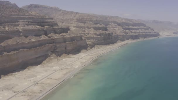 Aerial Flying Coastline Hasik East Coast Oman — 图库视频影像