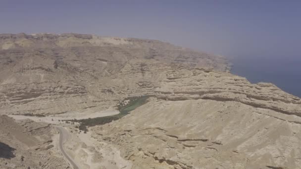 阿曼Wadi Nakheel的空中 飞越美丽的绿洲 — 图库视频影像