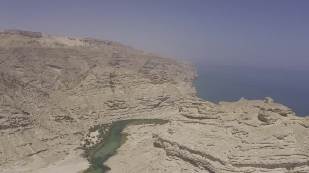 Aerial Flying Beautiful Oasis Wadi Nakheel Oman — Stock Video