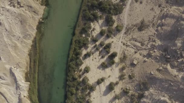 阿曼Wadi Nakheel的空中 飞越美丽的绿洲 — 图库视频影像