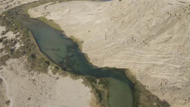 Aerial Flying Beautiful Oasis Wadi Nakheel Oman — Stock Video