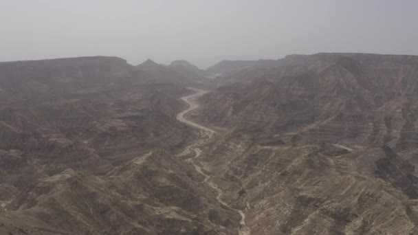 Luchtfoto Berglandschap Regio Dhofar Oostkust Van Oman — Stockvideo