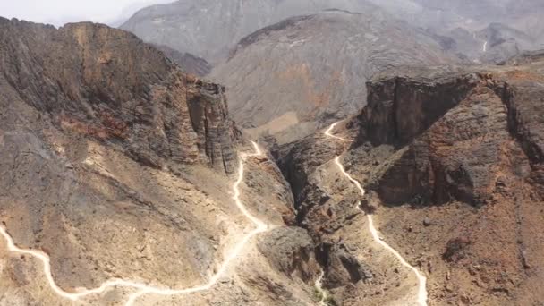 Luchtfoto Boven Beroemde Snake Canyon Oman — Stockvideo