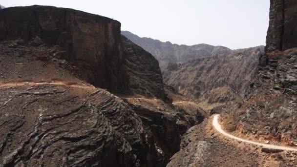 Aerial Famous Snake Canyon Oman — Stock Video