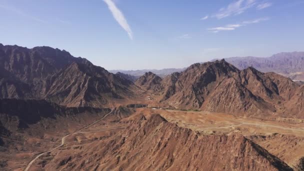 Aerial Ain Sahban Oasis Mountains Oman Graded Stabilized Version — Vídeo de Stock