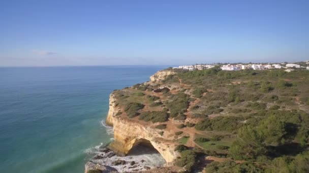 Antena Praia Corredoura Grottas Praia Benagil Portugalia — Wideo stockowe