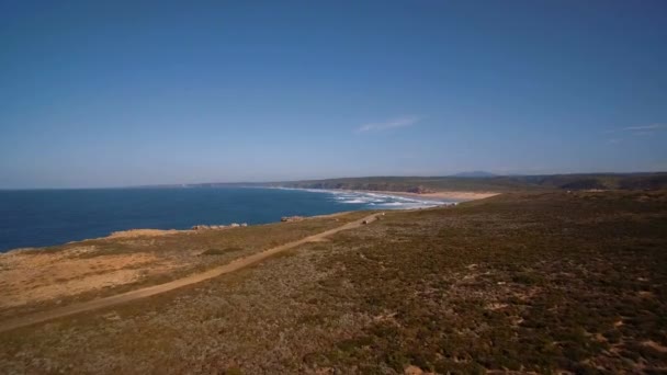 Antény Strmé Skály Linky Praia Zimbreirinha Portugalsko Tříděných Stabilizovanou Verzi — Stock video