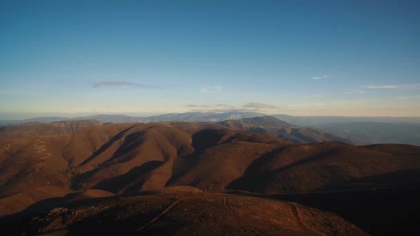 Aerial Flight Beautiful Mountainous Fujaco Sunset Portugal — Stock Video