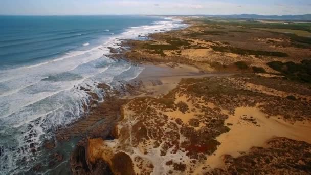 Aerial Flight Beautiful Praia Nossa Senhora Portugal — Stock Video