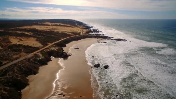 Anteni Uçuş Boyunca Güzel Praia Nossa Senhora Portekiz — Stok video