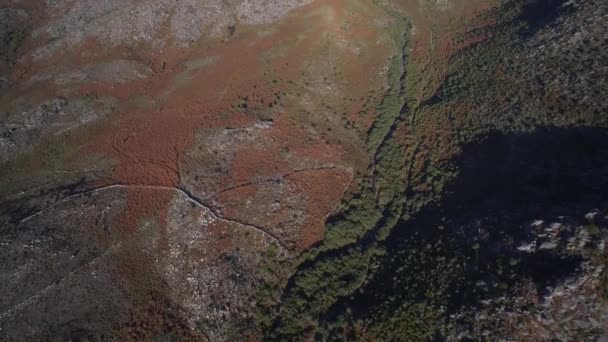Antenn Flyger Det Bergiga Landskapet Parque Nacional Peneda Geres Portugal — Stockvideo