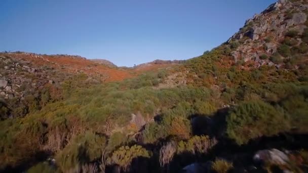 Antenne Fliegen Der Bergigen Landschaft Des Parque Nacional Peneda Geres — Stockvideo