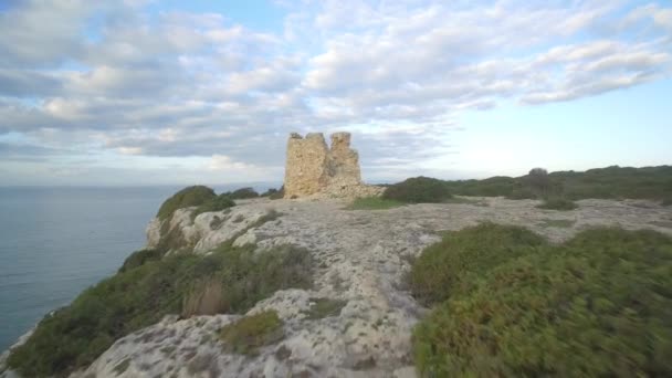 Антена Політ Вздовж Лінії Круті Скелі Ferragudo Португалія — стокове відео