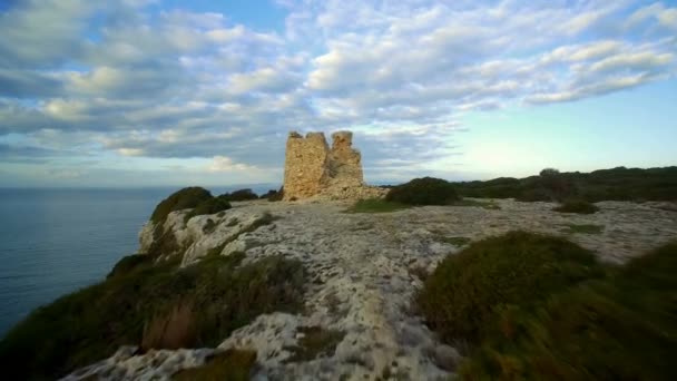Антена Політ Вздовж Лінії Круті Скелі Ferragudo Португалія — стокове відео