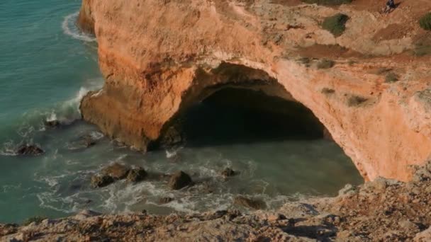 Печери Біля Міста Фаро Понта Єдад Лагос Португалія — стокове відео