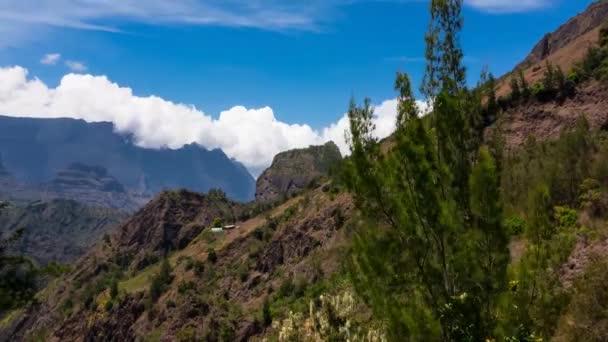 Time Lapse Clouds Mountains Cirque Cilaos Reunion Island — Stock Video