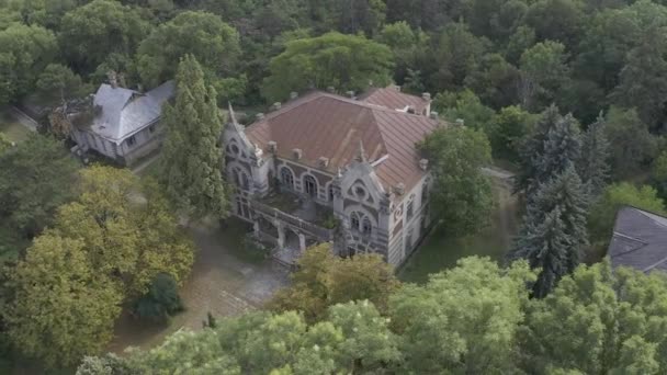 Aerial Conacul Pommer Mansion Fil Park Румыния — стоковое видео