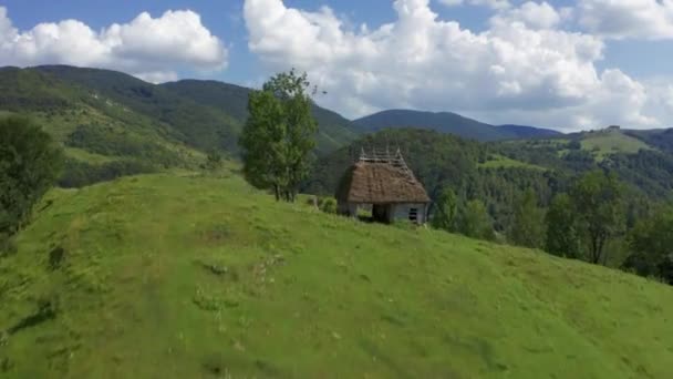 Aerial Panorama Salciua Romania — стоковое видео