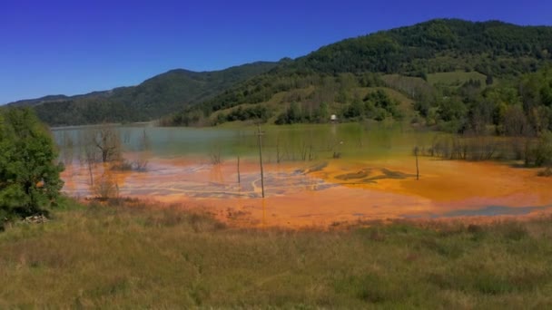Aerial Toxic Lake Geamana Romania — стоковое видео