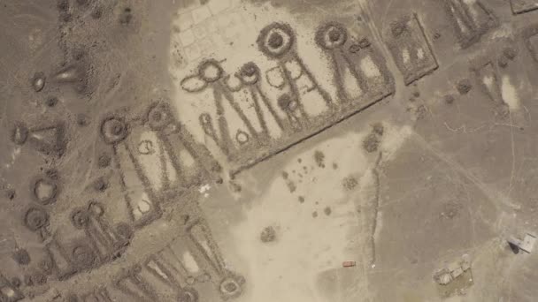 Letecký Pohled Starobylý Kamenný Hřbitov Saúdská Arábie — Stock video
