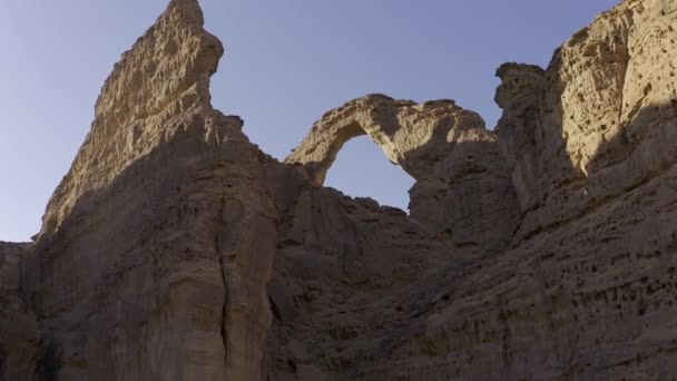 Letecký Ula Region Arch Rock Saúdská Arábie Stupeň Stabilizovaná Verze — Stock video