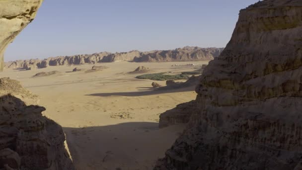 Aerial Ula Region Arch Rock Saudi Arabia — Stock Video