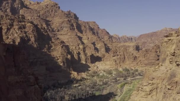 Aérea Volando Por Encima Hermosa Wadi Disah Región Tabuk Arabia — Vídeos de Stock