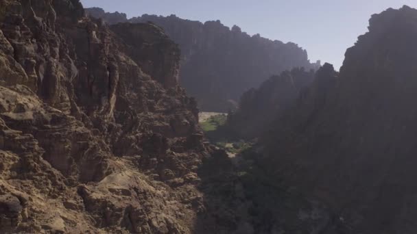 Aérea Volando Por Encima Hermosa Wadi Disah Región Tabuk Arabia — Vídeo de stock