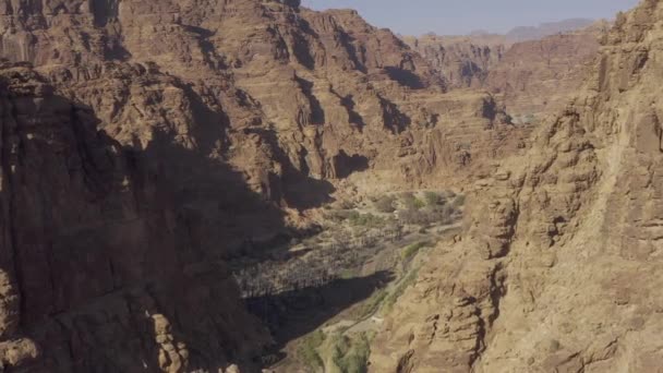 Lotnictwo Latanie Nad Pięknym Wadi Disah Region Tabuk Arabia Saudyjska — Wideo stockowe