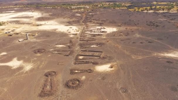 Aerial View Ancient Stony Graveyard Saudi Arabia — Stock Video