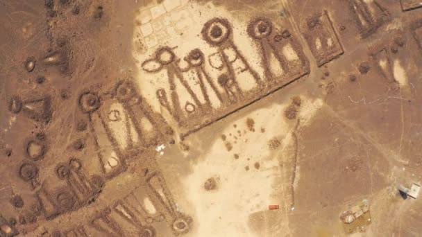 Aerial View Ancient Stony Graveyard Saudi Arabia — Stock Video