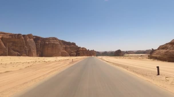 Kör Genom Arabiska Oasen Staden Alula Saudiarabien — Stockvideo