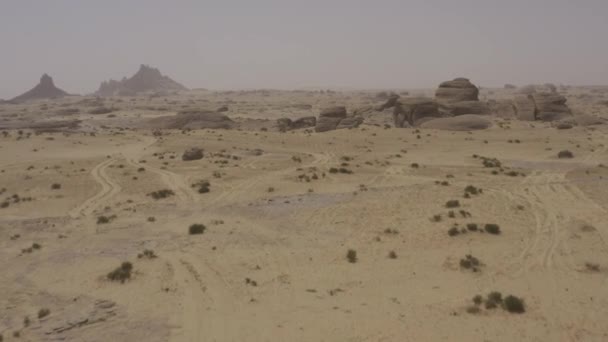 Aerial Naslaa Split Rock Saudi Arabia — Stock video