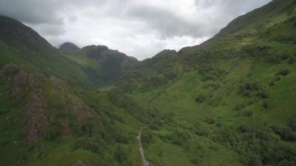 Aerial Landscapes Loch Achtriochtan Glencoe Scotland — Stock Video