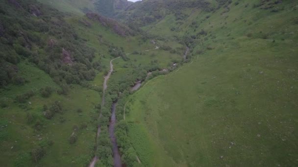 Aerial Landscapes Loch Achtriochtan Glencoe Scotland — Stock video