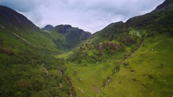 Aerial Landscapes Loch Achtriochtan Glencoe Scotland — Vídeo de Stock