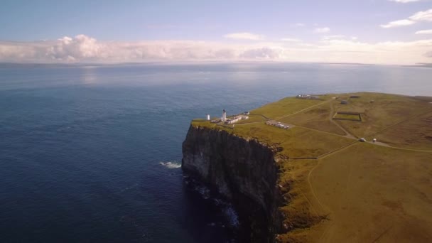 Aerial Dunnet Head Coastline Scotland — стокове відео