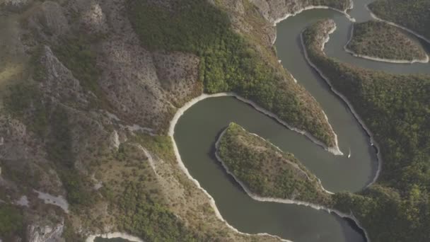 Aerial Uvac Canyon Meanders Serbia — стоковое видео