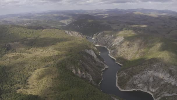 Aerial Uvac Canyon Meanders Serbia — 图库视频影像