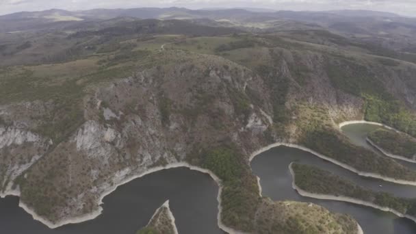 Aerial Uvac Canyon Meanders Serbia — Vídeos de Stock