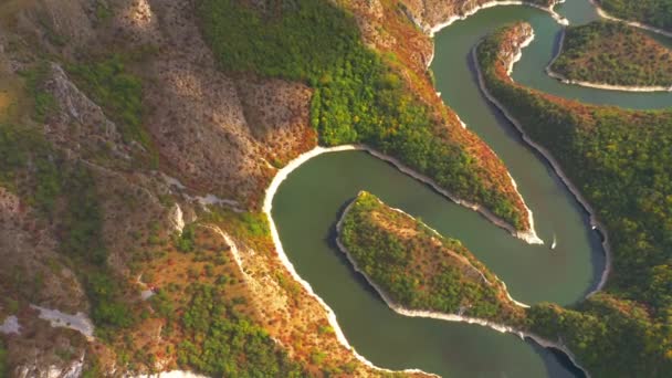 Aerial Uvac Canyon Meanders Serbia — Stok video