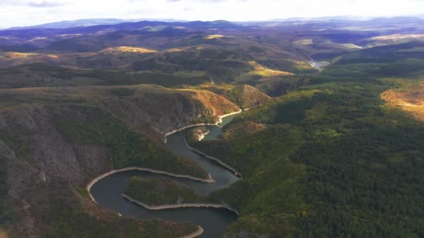 Aerial Uvac Canyon Meanders Serbia — Αρχείο Βίντεο