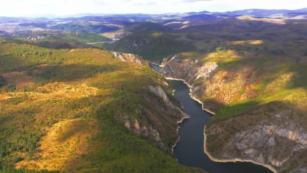 Aerial Uvac Canyon Meanders Serbia — 图库视频影像
