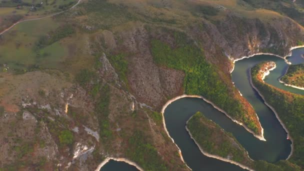Aerial Uvac Canyon Meanders Serbia 免版税图库视频片段