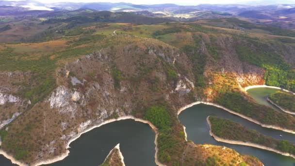 Aerial Uvac Canyon Meanders Serbia — Stock Video