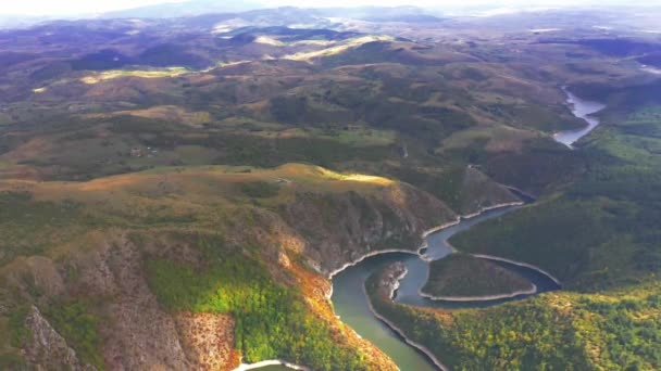 Aerial Uvac Canyon Meanders Serbia — стоковое видео