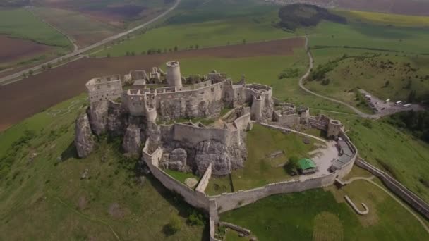 Aerial Castelo Antigo Spissky Hrad Eslováquia — Vídeo de Stock