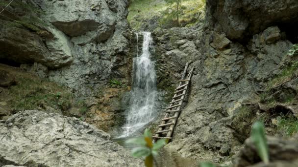 Kvacianska Dolina Waterfall Slovakia Nature Background — Stock video