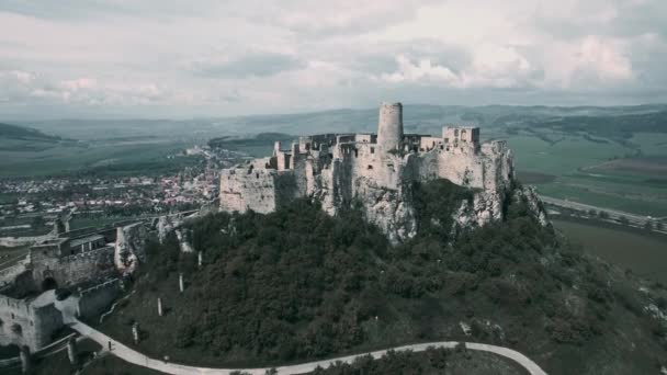 Антена Старовинний Замок Spissky Hrad Словаччині — стокове відео