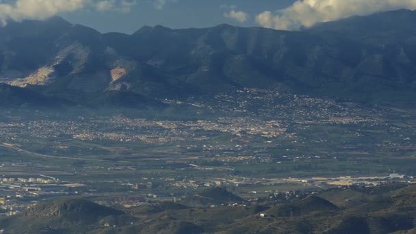 Flygfoto Cityscape Malaga Andalusien Spanien Inhemskt Material Ingen Rekompression — Stockvideo